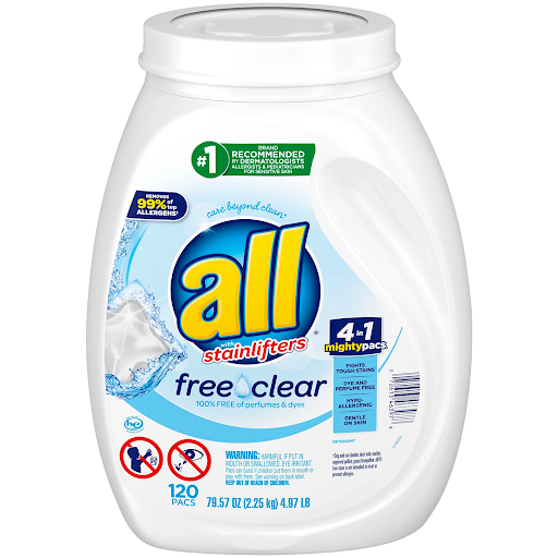 all Mighty Pacs Laundry Detergent, Free Clear for Sensitive Skin (120 ct.)