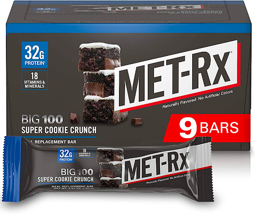 MET-Rx Big 100 Protein Bar, Meal Replacement Bar, 32G Protein, Super Cookie Crunch, 9 Count,